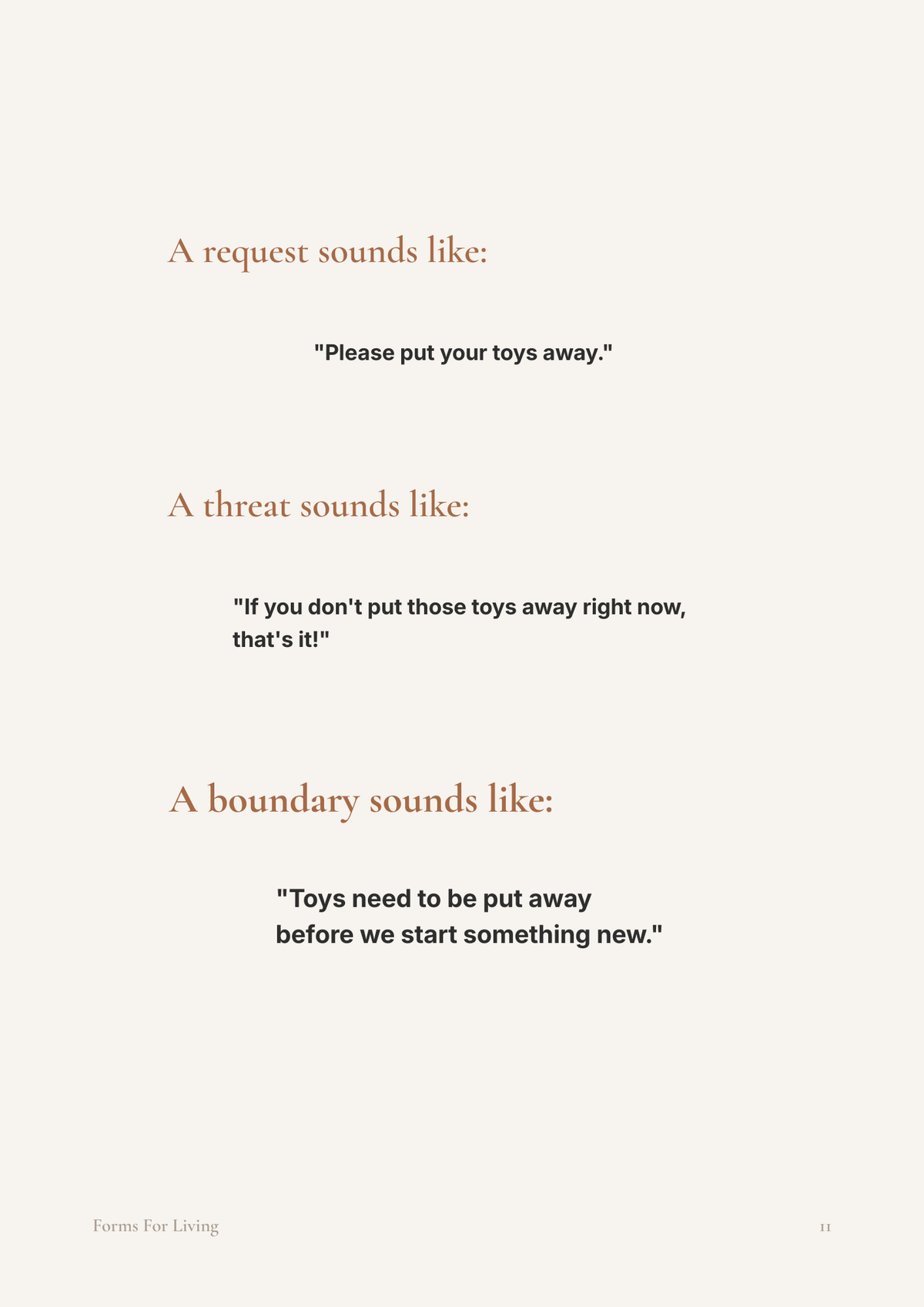 Preview page comparing a request, a threat and a boundary using a toy clean-up example.