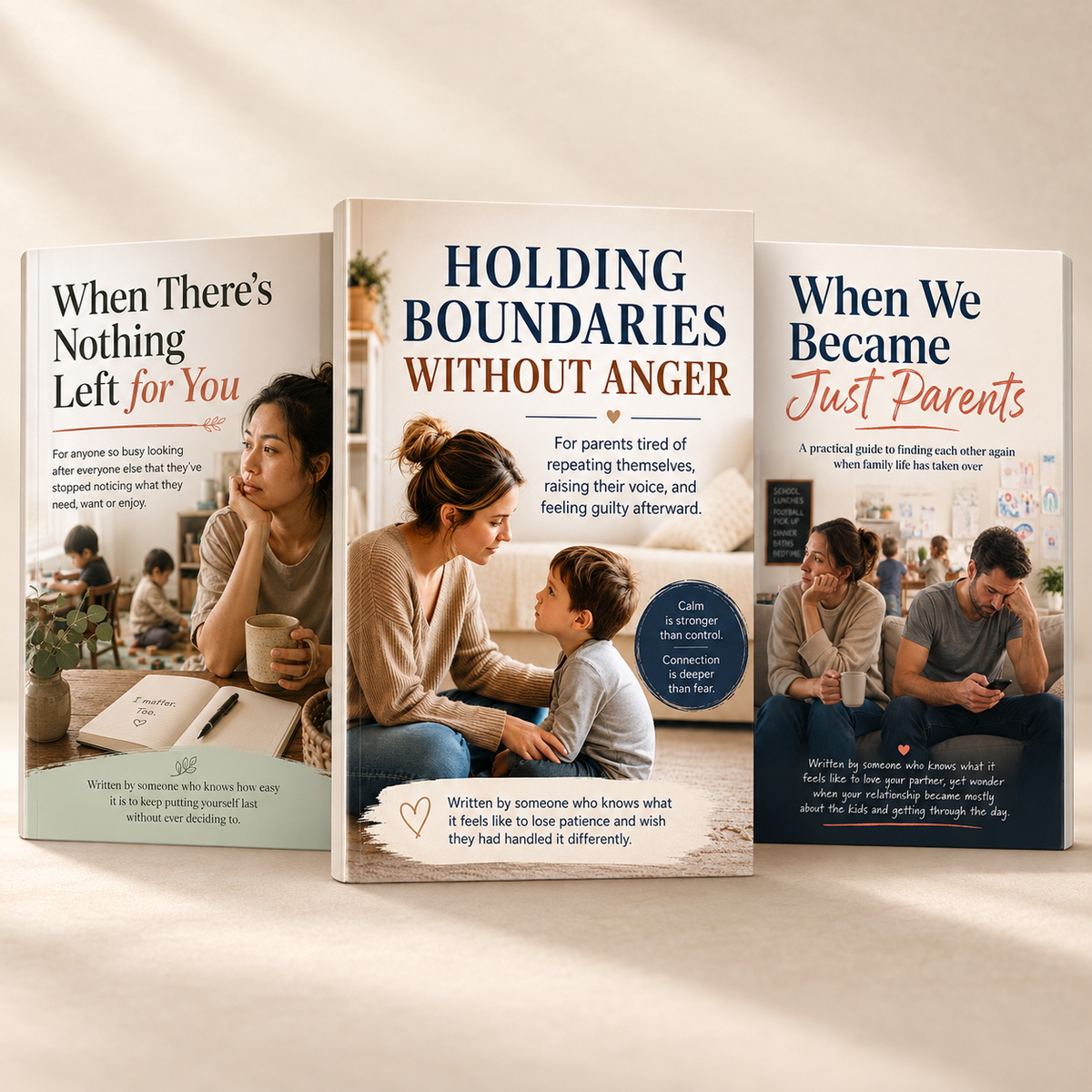 The Steadier Family Relationships Toolkit, featuring three Forms For Living digital guides for parenting, partnership and personal wellbeing.